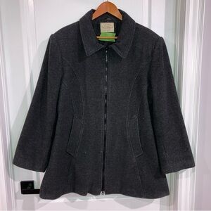 Charcoal Grey Wool Zip Up Coat Sequence - size 16